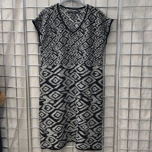 Gudrun Sjoden Black and Gray Geometric Midi Dress